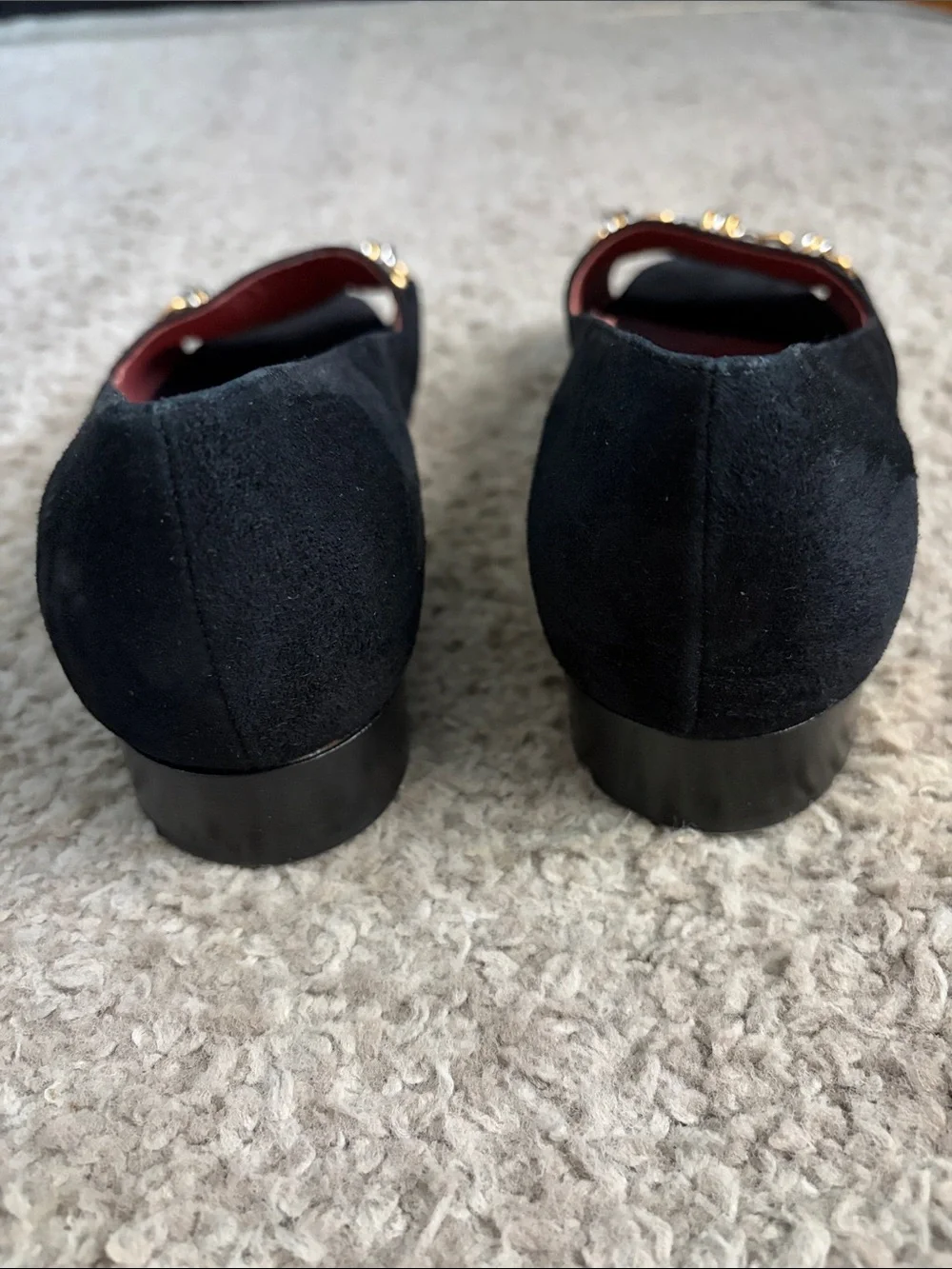 Tory Burch Runway Chain Peep-Toe- Black Suede
